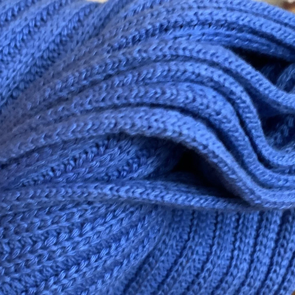 NWT 54” Bloomingdale's VTG Blue Ribbed Scarf Original Packaging SILK & CASHMERE